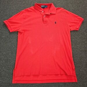 Vintage Polo Ralph Lauren Shirt Mens Medium Red Short Sleeve Pony Logo Faded